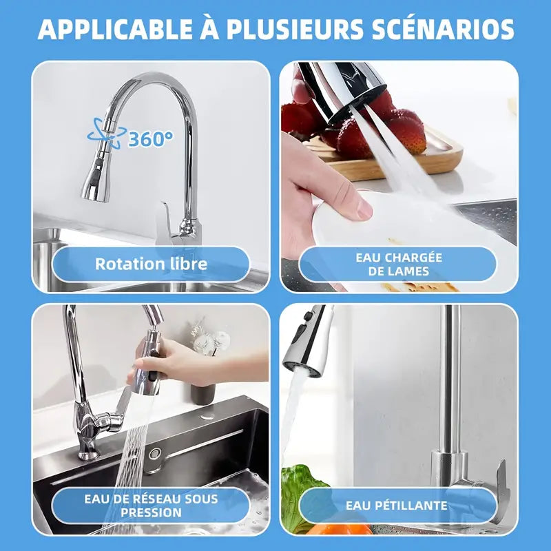 Anti-Splash Faucet Extender - Universal Swivel Sprayer Nozzle