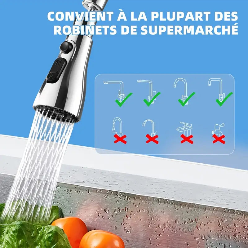 Anti-Splash Faucet Extender - Universal Swivel Sprayer Nozzle