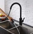 Black Pull-Out Rotating Sink Faucet for Hot and Cold Water
