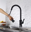 Black Pull-Out Rotating Sink Faucet for Hot and Cold Water