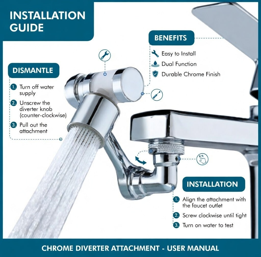 1080° Rotating Faucet Extender - Universal Splash-Proof Aerator
